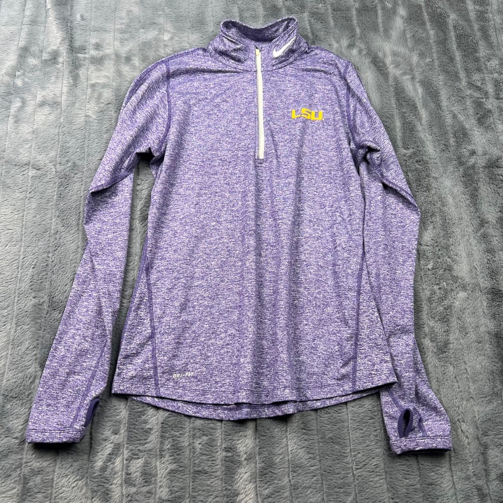 Nike LSU Tigers Dri-FIT Quarter Zip Pullover Purple Heathered Womens Medium